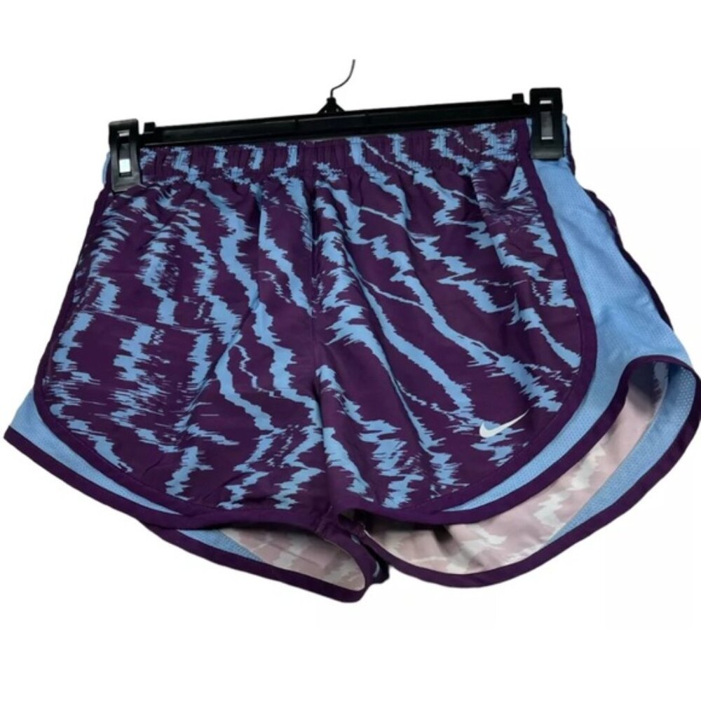 Nike Women's Dry Fit Tempo Lined Purple and Blue Running Shorts - Medium
